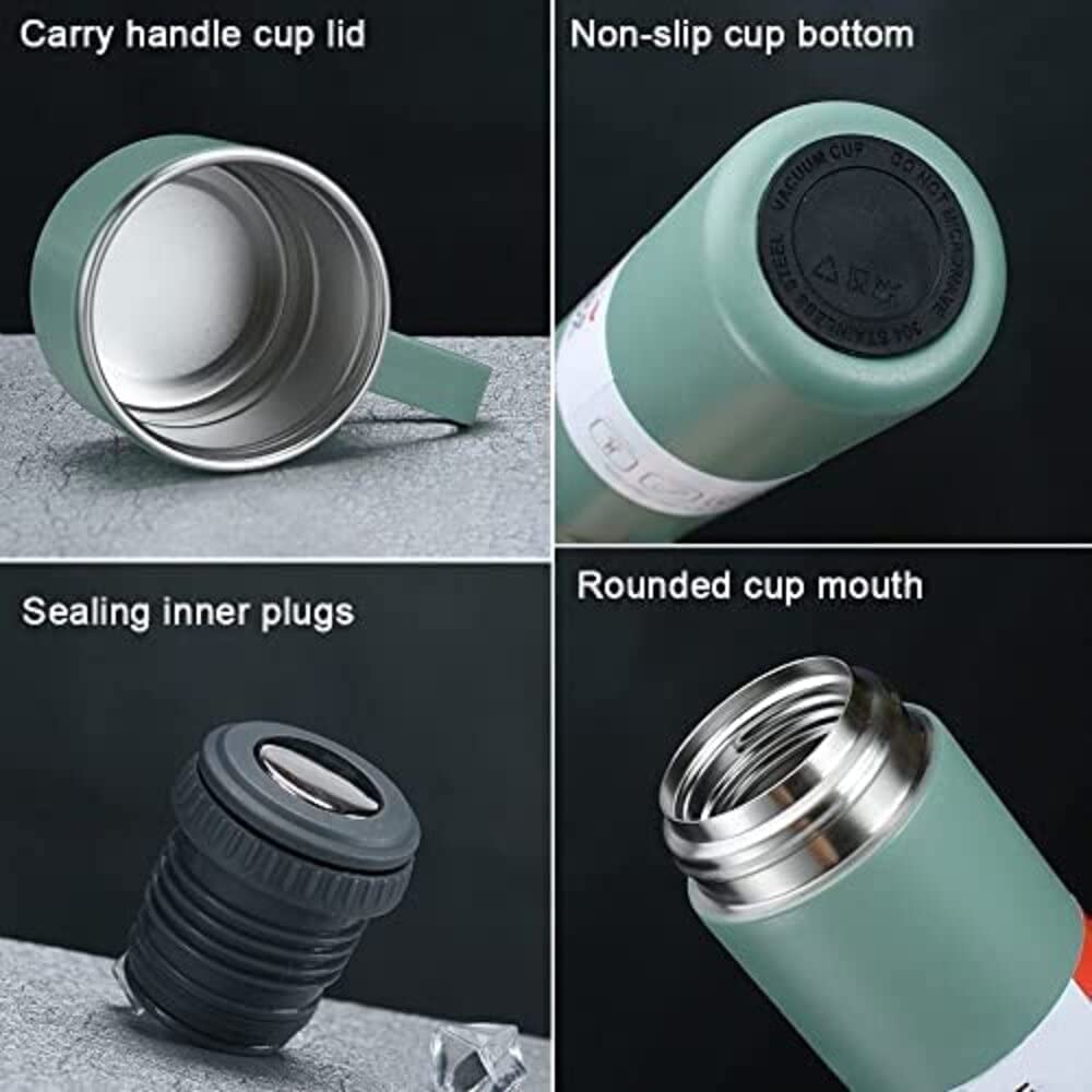 Stainless Steel Vacuum Flask with Three Cups Combo